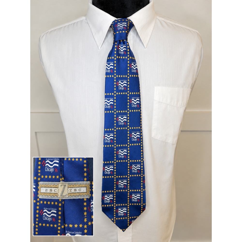 Vintage Chicago '96 Democratic National Conv Tie ZBC Americana Political Necktie